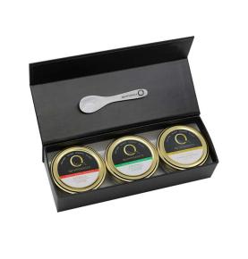 Custom Logo Printed Luxurious Rigid Paper Empty Caviar Packaging Black Magnetic Gift Box With Eva Foam Insert 