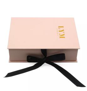 Custom Logo Print Pink Luxury Folding Magnetic Beachwear Gift Boxes Bikinis Packaging With Ribbon Closure 