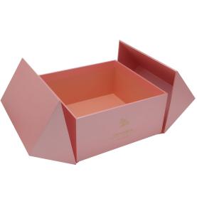 Custom Logo Printed Cardboard Pink Double Open Door Flap Packaging Box Rigid Cosmetic Packaging Gift Boxes For Perfume