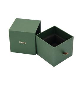 Unique Luxury Dark Green Custom Logo Slide Rigid Cardboard Paper Gift Jewellery Box Drawer Packaging 
