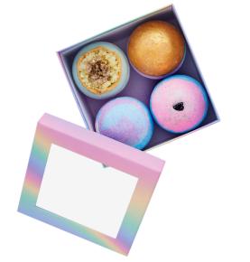 Custom Logo Lid And Base Paperboard Box Bath Bomb Gift Boxes Luxury Box Packaging With PVC Window