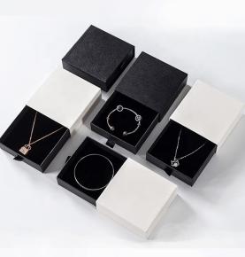 Custom Logo Cardboard Jewelry Gift Bag Necklace Boxes Package Slide Drawer Paper Box with Black Foam For Jewelry 