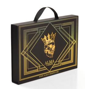 Custom Luxury Matte Black Magnetic Closure Paper Gift Box For Garments Ribbon Handle Folding Clothing Packaging Box For T Shirt 