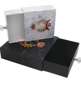 Custom Logo Printing Marble Sliding Jewelry Rigid Box Packaging Luxury Fancy Small Gift Boxes For Jewelry