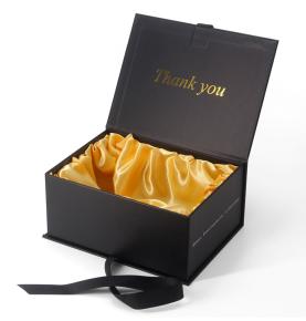 Custom Gold Foil Printed Magnet Magnetic Satin Lined Jewelry Bracelets Black Packaging Gift Close Boxes For Earrings